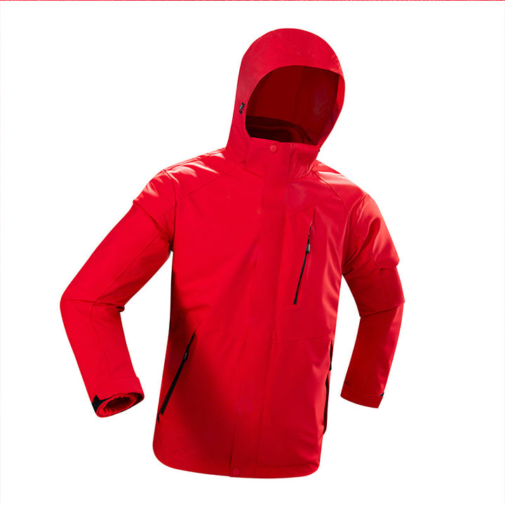 Herren Technische Softshelljacke mit Kapuze, winddichter Membran und Brust-Reißverschlusstasche Drune