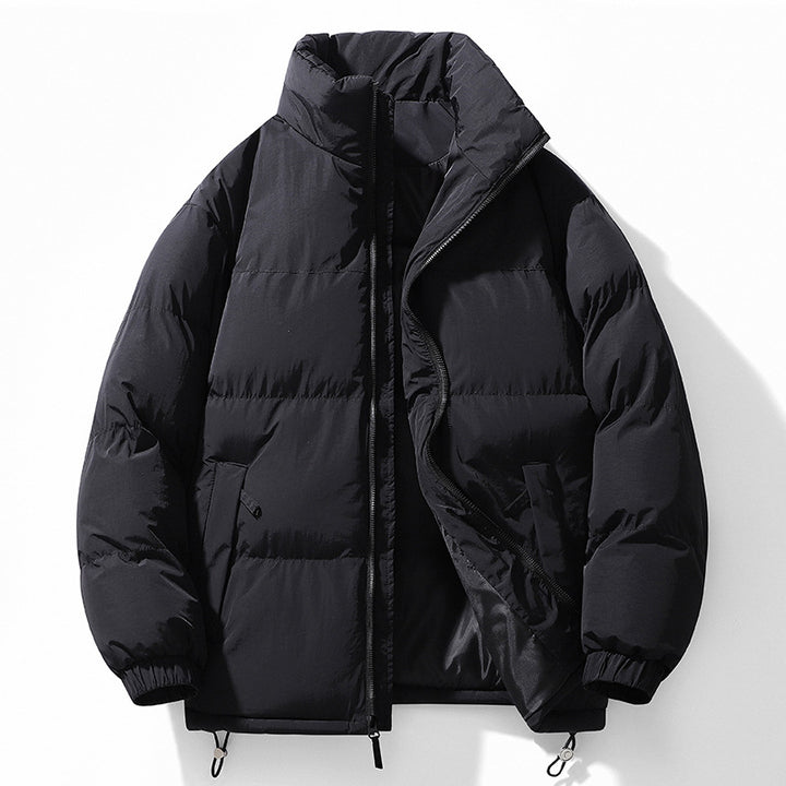 Herren gesteppte Thermo-Steppjacke mit hohem Stehkragen, Zwei-Wege-Reißverschluss und Kordelzugsaum Drune
