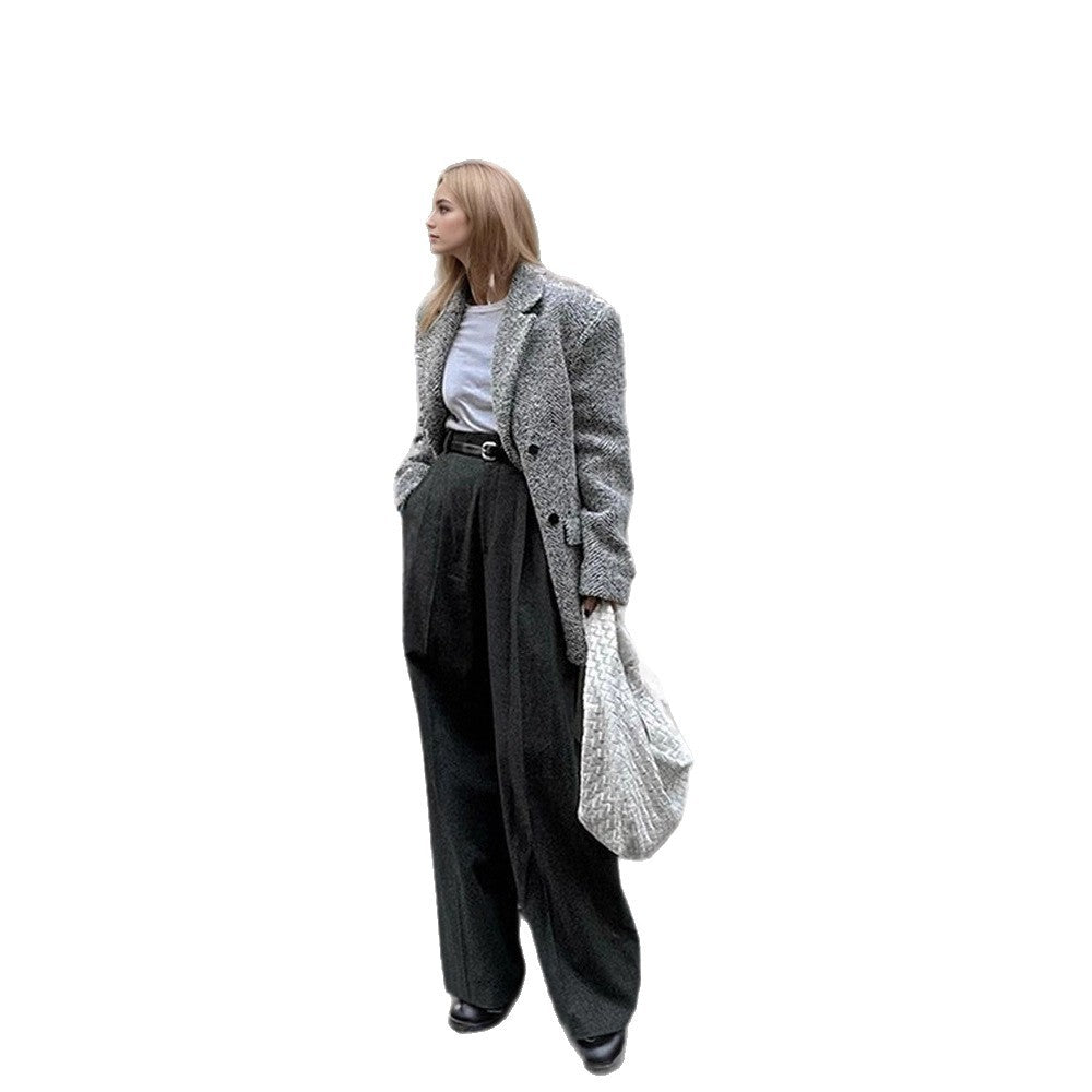 Damen Oversize Wollmix-Blazer im Bouclé-Look mit kastiger Silhouette Drune