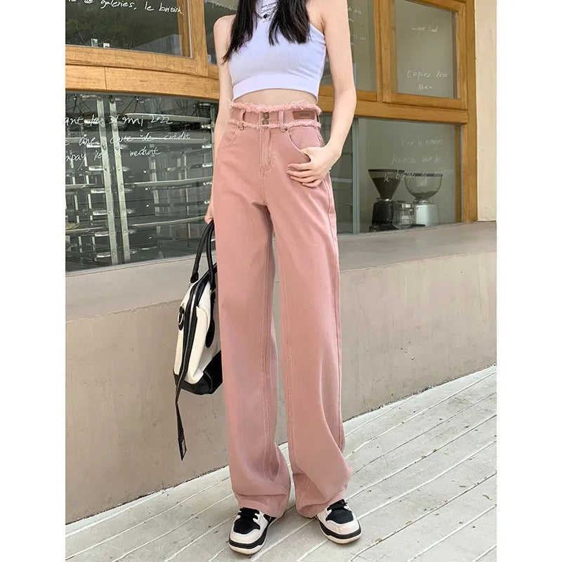 Damen Weit geschnittene High-Waist Hose Drune
