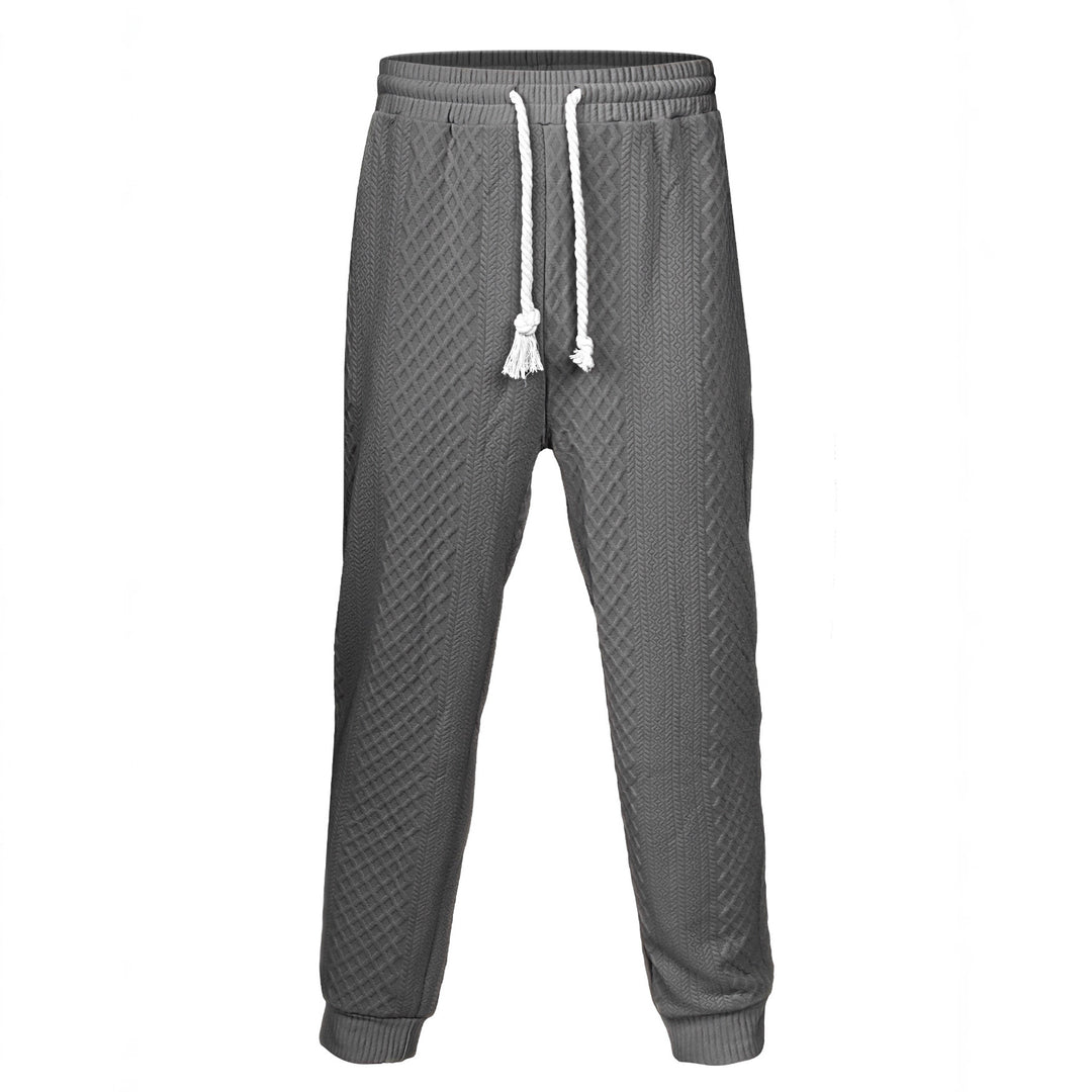 Herren nan gestrickte Wohlfühlhose mit Zopfstruktur, elastischem Bund, Kordelzug und Eingrifftaschen Drune