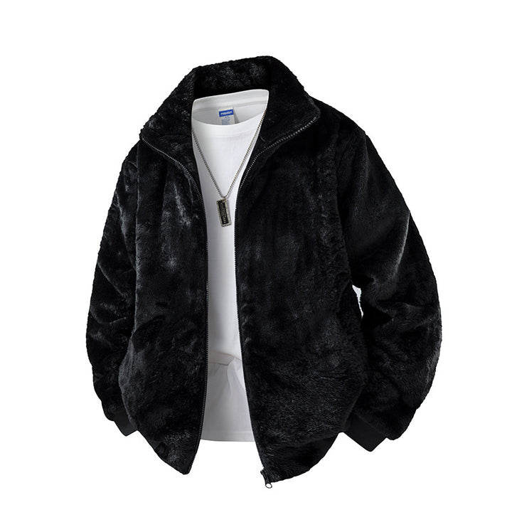 Herren Fleecejacke mit hohem Kragen und elastischem Bund Drune