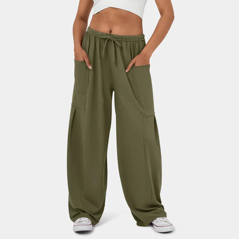 Damen Weite Freizeit-Hose mit elastischem Bund und praktischen Taschen Drune
