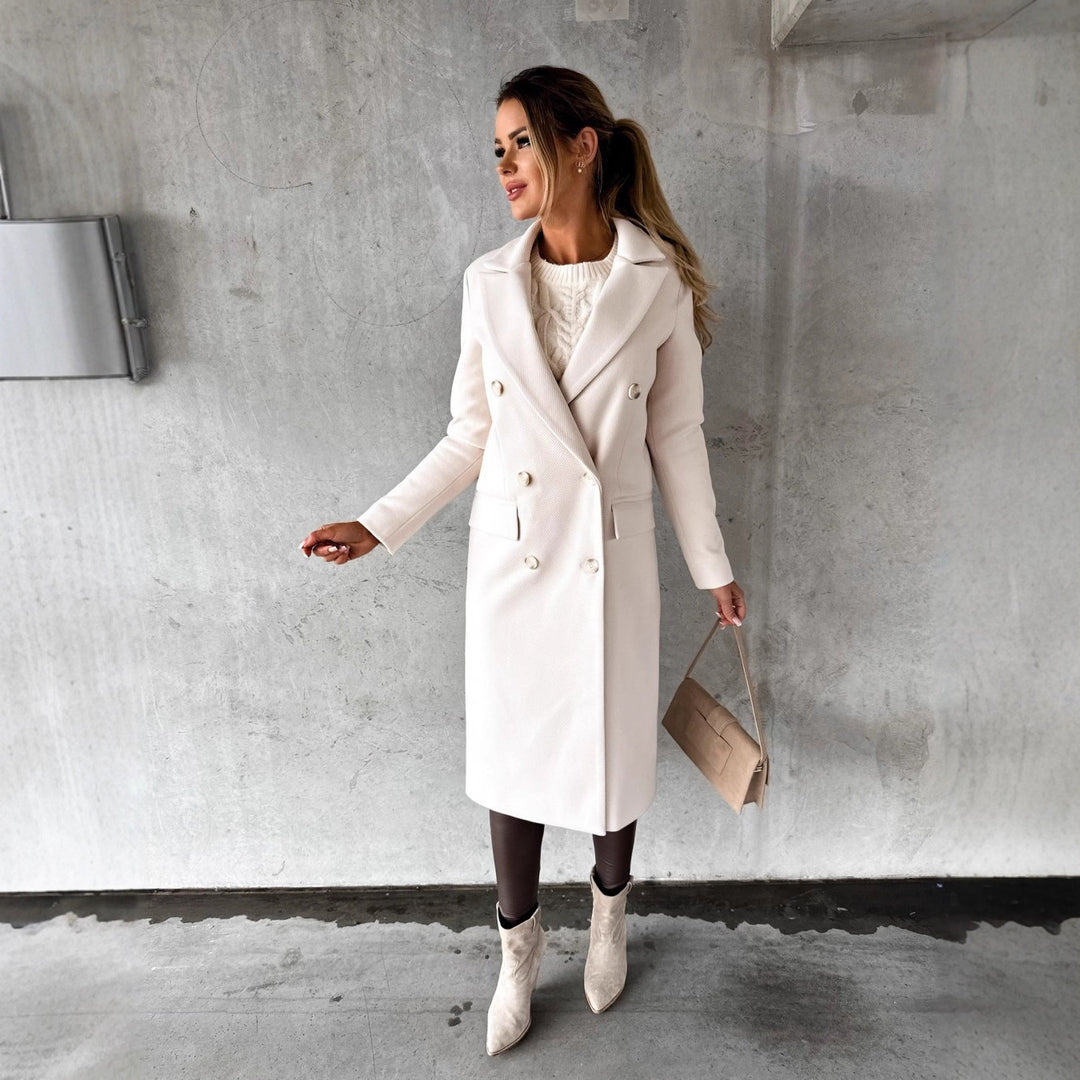 Damen Doppelreiher-Wollmantel mit eleganter Knopfleiste und komfortablem Schnitt Drune