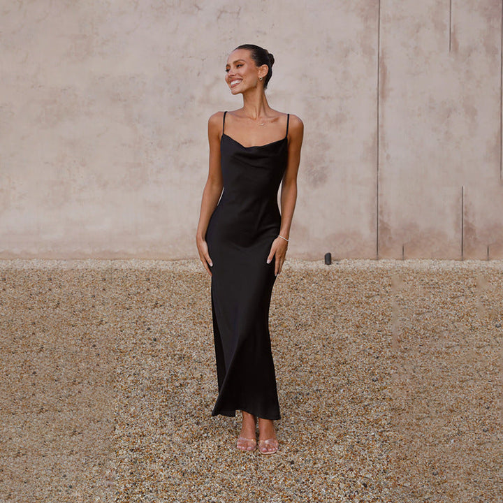Damen Seidenmaxikleid mit elegantem Schnitt und schmeichelndem Design Drune