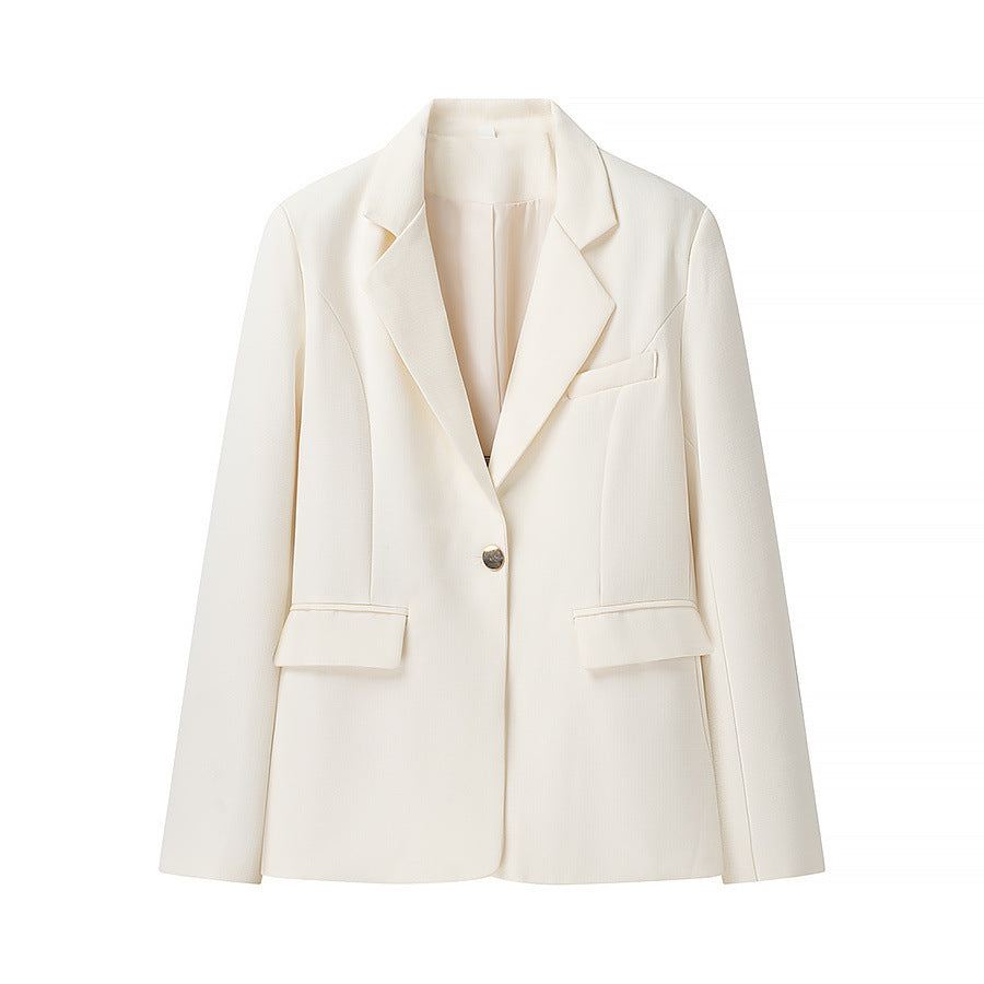 Damen nan leicht taillierter Ein-Knopf-Blazer mit Schalkragen und Pattentaschen Drune