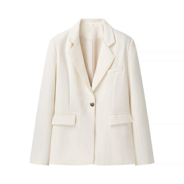 Damen nan leicht taillierter Ein-Knopf-Blazer mit Schalkragen und Pattentaschen Drune