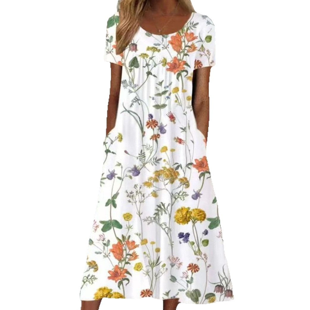 Damen Sommerkleid mit botanischem Muster Drune