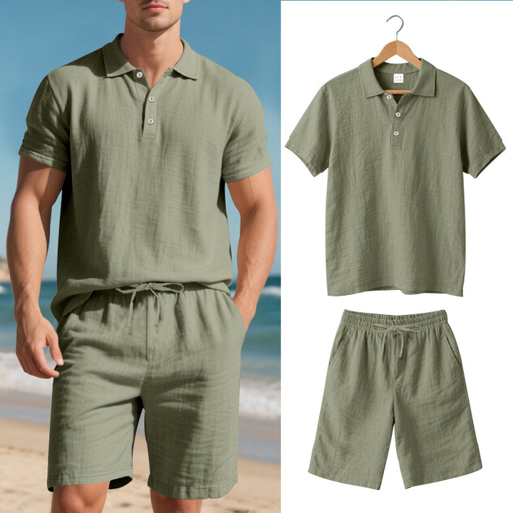 Herren lässiges Poloshirt und Shorts Set Drune