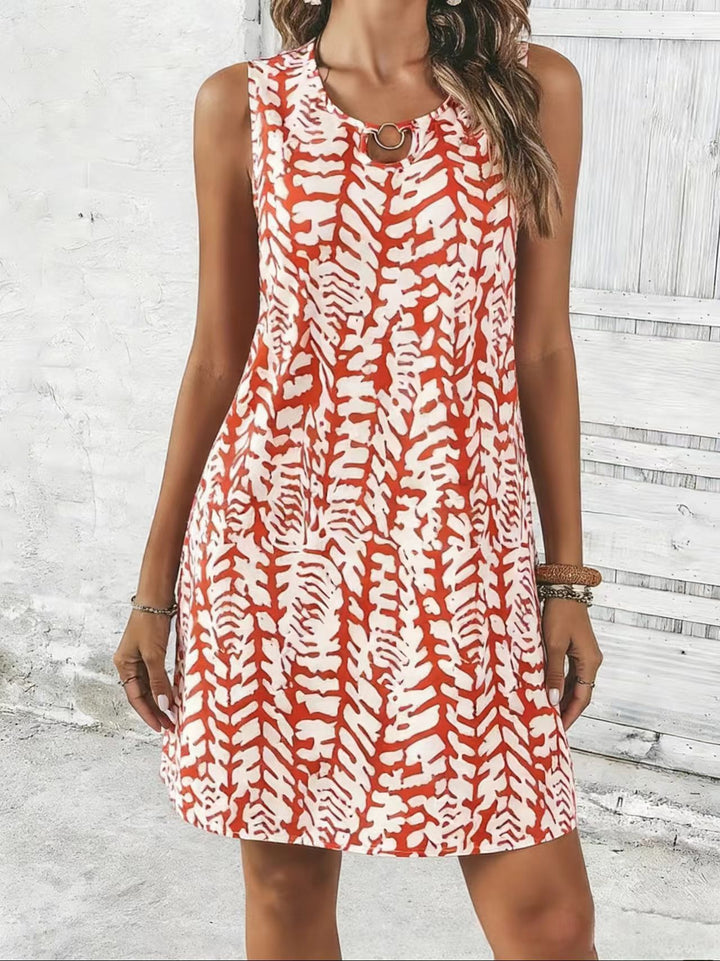 Damen Verspieltes Sommerkleid mit romantischem Schnitt und Schlüssel-Ausschnitt Drune