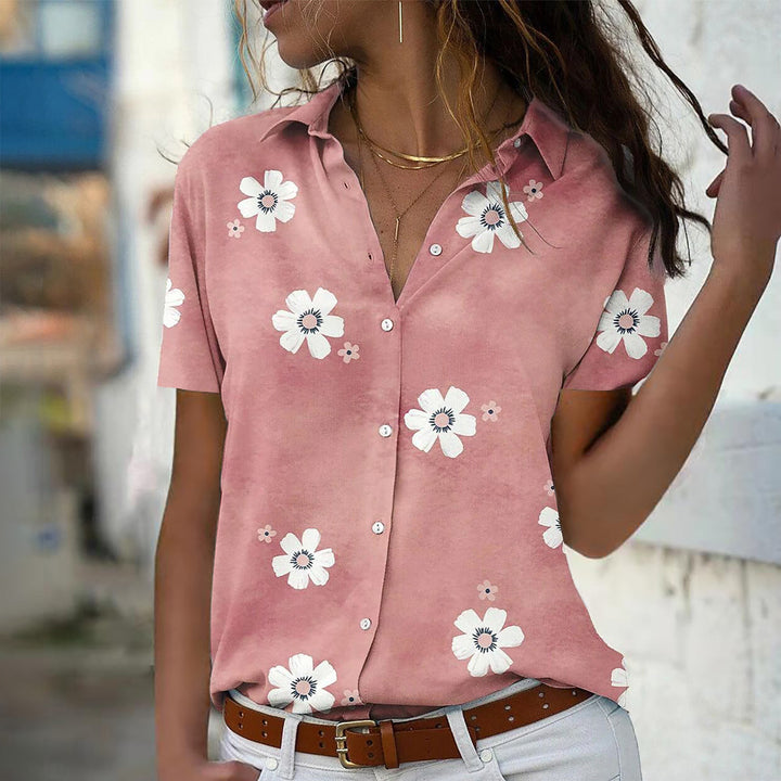 Damen Bluse mit Blumenmuster, Hemdkragen und lockerer Passform Drune