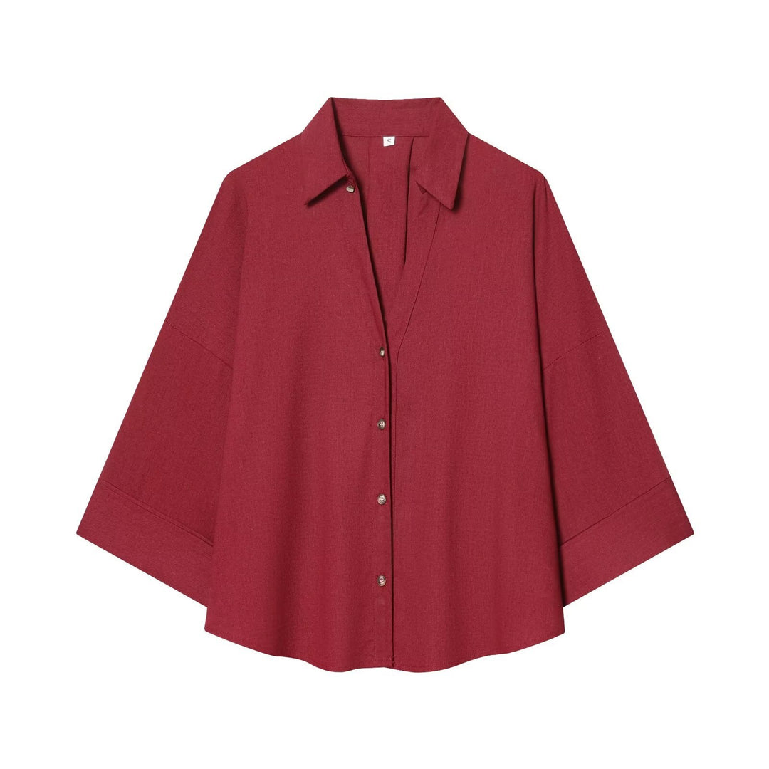 Damen Hemdblusenshirt mit lässigem Schnitt und eleganten 3/4-Ärmeln Drune