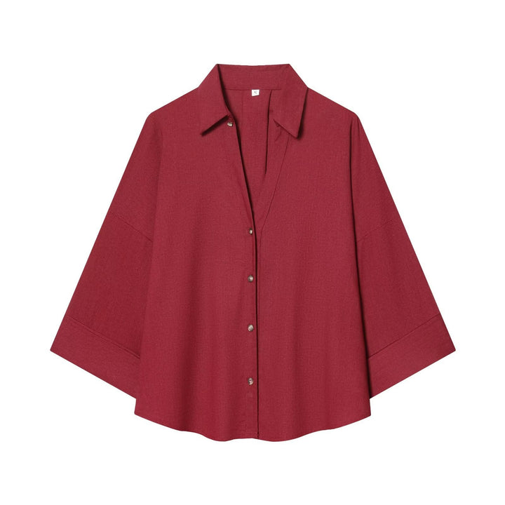 Damen Hemdblusenshirt mit lässigem Schnitt und eleganten 3/4-Ärmeln Drune