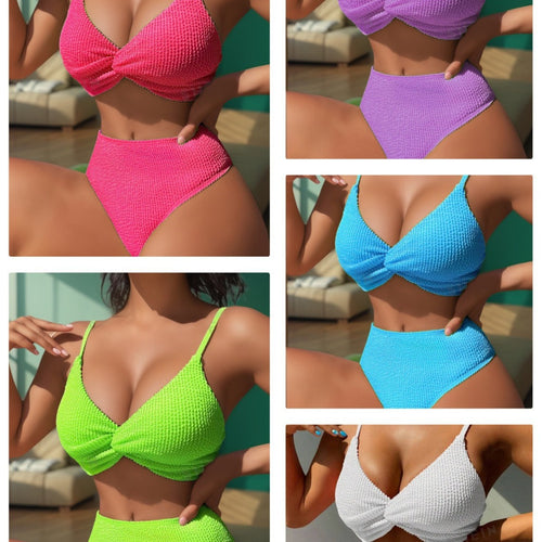Damen Hochgeschnittener Bikini mit strukturiertem Oberteil Drune
