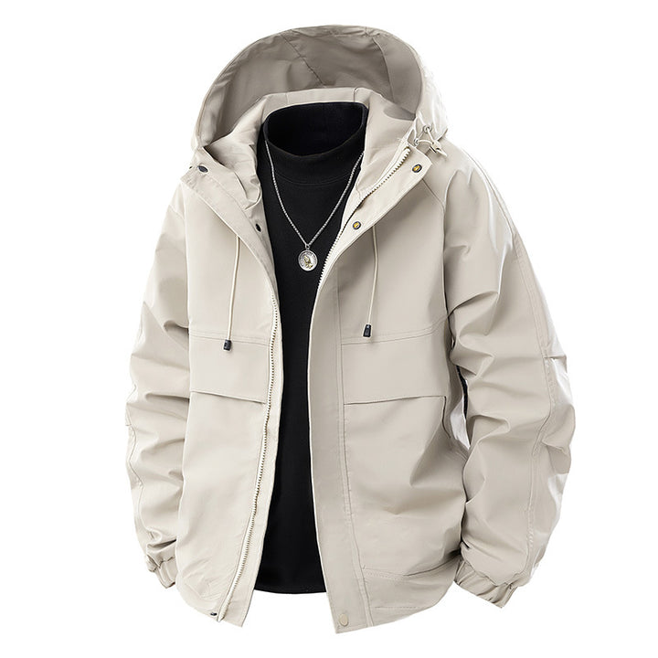 Herren Technische Kapuzen-Outdoorjacke mit Utility-Taschen und winddichter Membran Drune