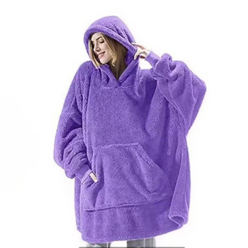 Damen Kuschelige Oversize-Hoodiejacke aus Fleece mit Kängurutasche Drune