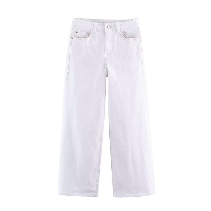 Damen Hochtaillierte Cropped Jeans mit weitem Bein und Fünf‑Taschen‑Schnitt Drune