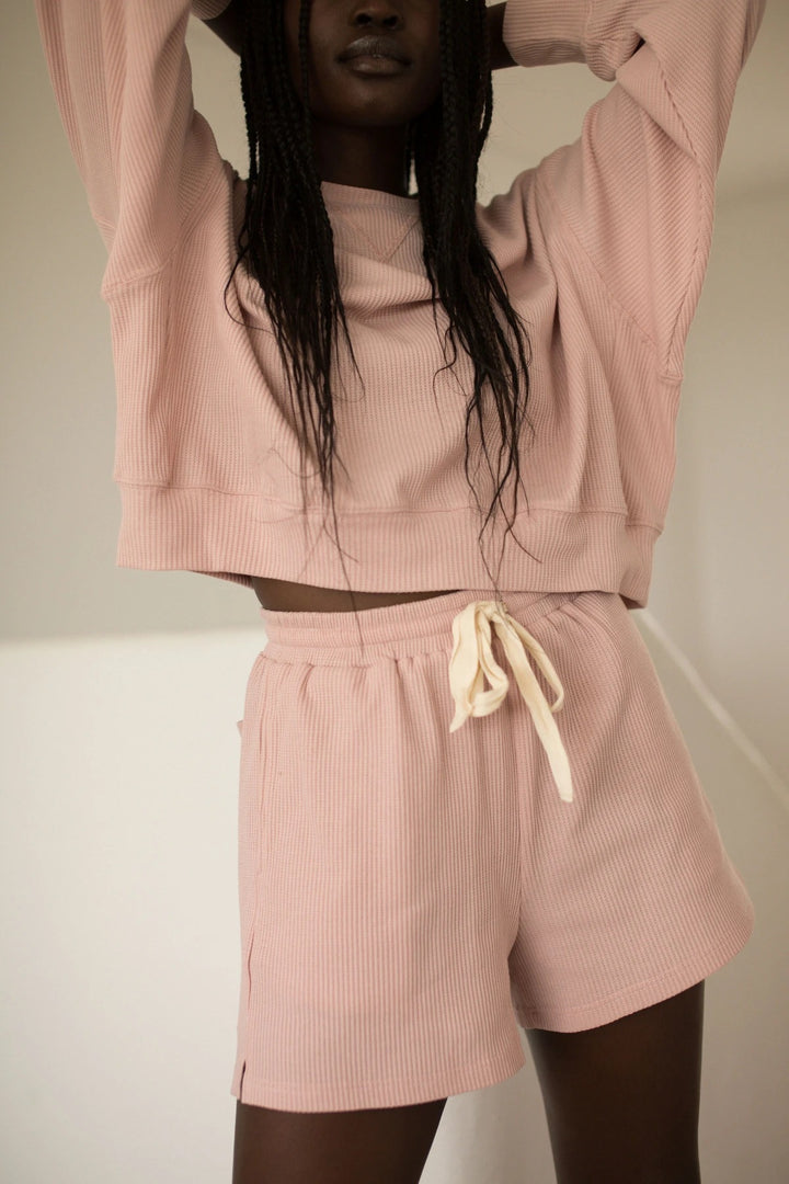 Damen Casual Oversized Sweatshirt und Shorts Set Drune