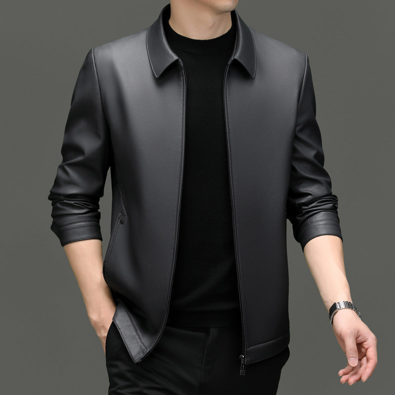 Herren Kunstlederjacke mit modernem Schnitt und feiner Textur Drune