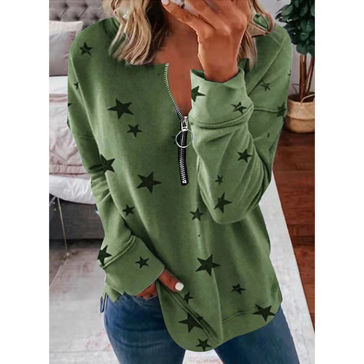 Damen Kapuzensweatshirt mit Reißverschluss und Sternenmuster Drune