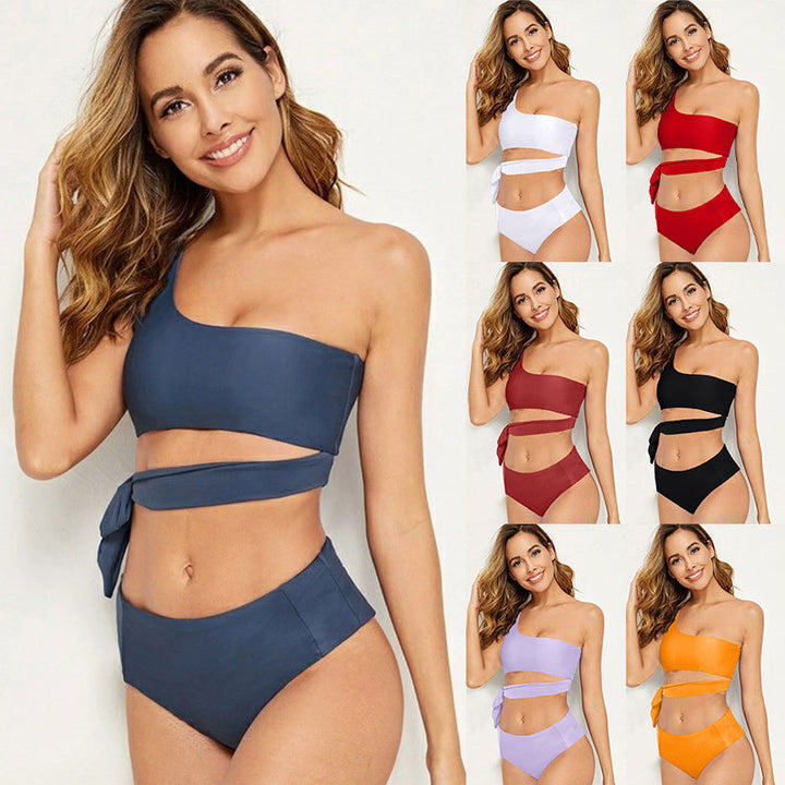 Damen Bikiniset mit asymmetrischem Oberteil und hohem Taillenschnitt Drune