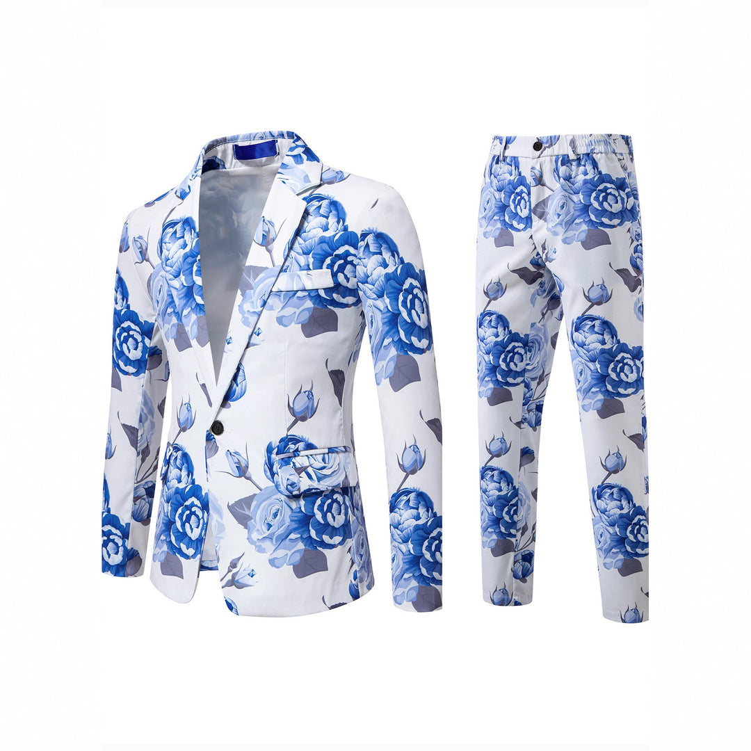 Damen Zweiteiliges Anzugset mit floraler Allover‑Print-Optik, tailliertem Sakko und schmaler Hose Drune