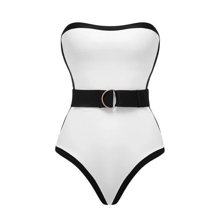 Damen Bandeau-Badeanzug mit modischem Gürtel Drune