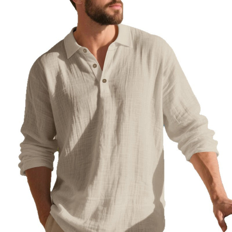 Herren lässiges Langarm-Polohemd mit Knopfleiste und atmungsaktivem Stoff Drune