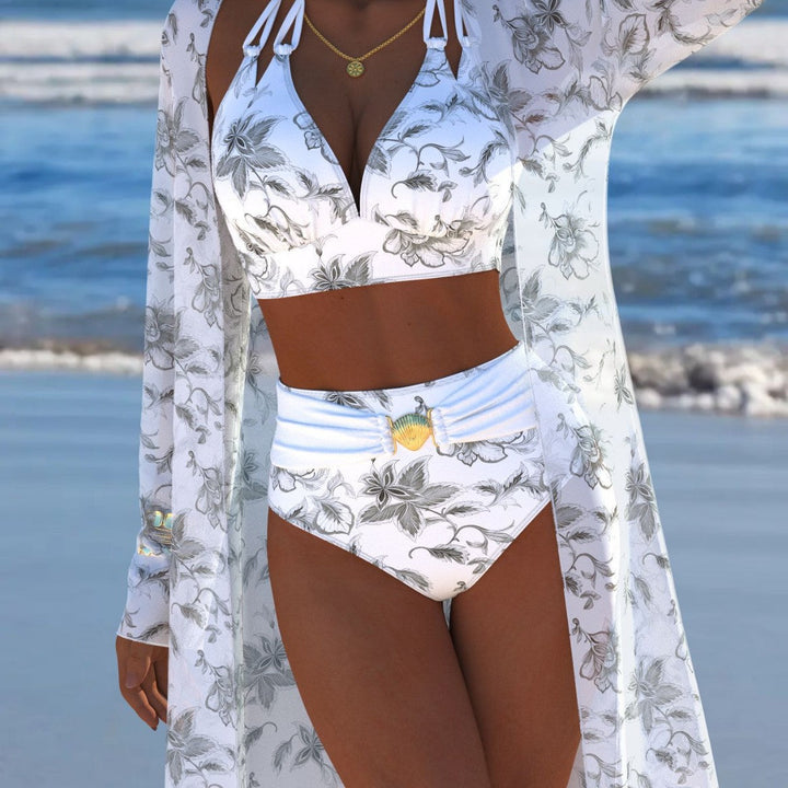 Damen Bikini-Set mit kreativem geometrischen Design und hohem Bund Drune