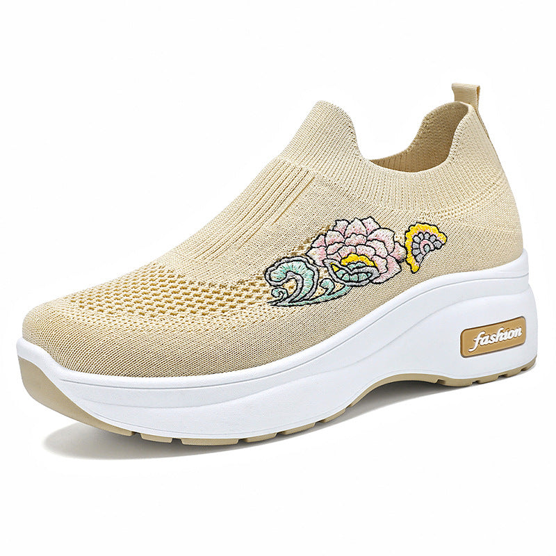 Damen Sportliche Stretch-Sneaker mit floraler Applikation und dämpfender Sohle Drune