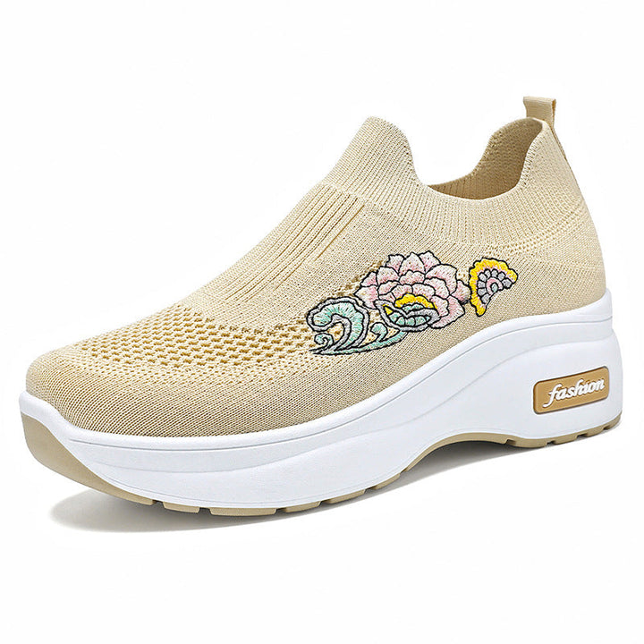 Damen Sportliche Stretch-Sneaker mit floraler Applikation und dämpfender Sohle Drune