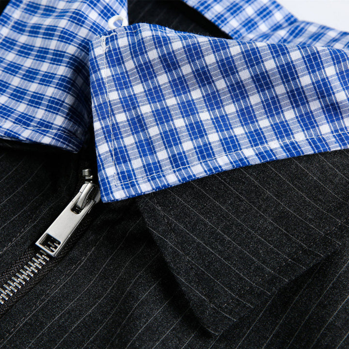 Herren Boxy-Übergangsjacke mit Nadelstreifen und kontrastierendem Hemdkragen Drune