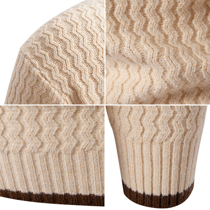 Herren Strickpullover mit hohem Kragen und strukturiertem Zopfmuster Drune