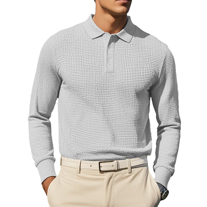 Herren Langarm-Poloshirt aus atmungsaktiver Baumwollmischung Drune