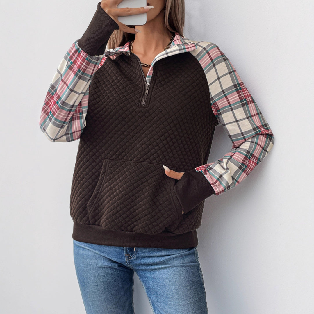 Damen Sportlicher Pullover mit Karomuster Drune