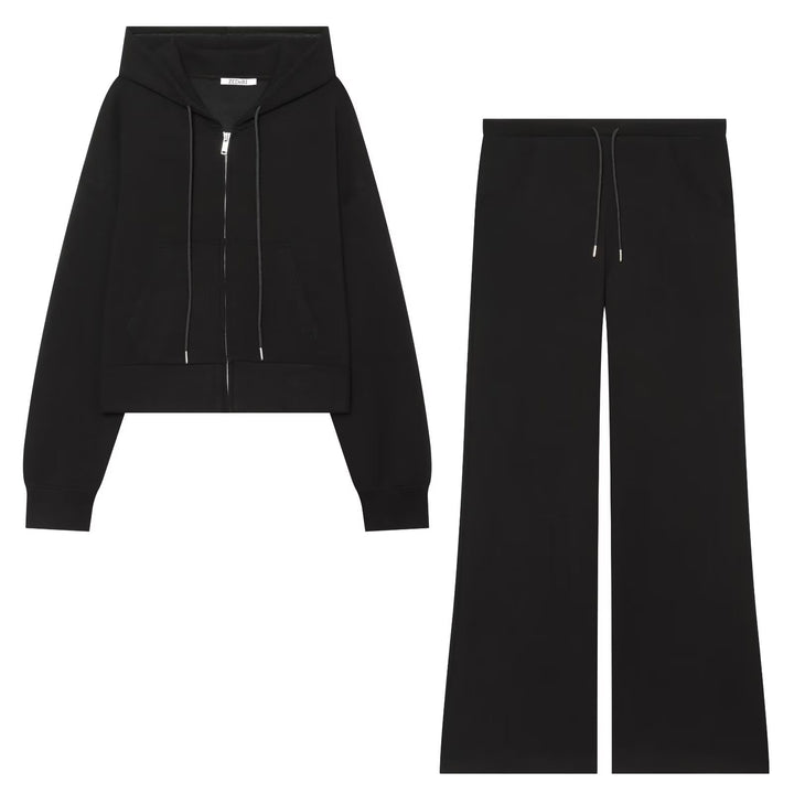 Damen Weite High‑Waist Jersey-Hose mit Tunnelzug und weitem Bein Drune