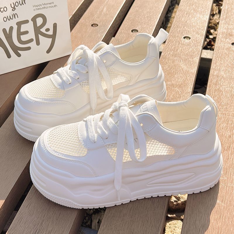 Damen Plateau-Wedge-Sneaker mit atmungsaktiven Mesh-Einsätzen und skulptierter Komfortsohle Drune