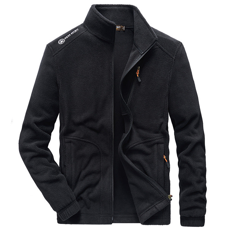 Herren Microfleece-Outdoorjacke mit Stehkragen, durchgehendem Reißverschluss und Ziptaschen Drune
