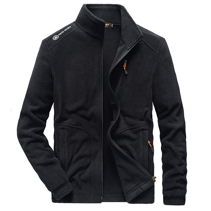 Herren Microfleece-Outdoorjacke mit Stehkragen, durchgehendem Reißverschluss und Ziptaschen Drune