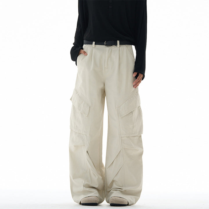 Damen weite Cargohose mit tiefem Schritt und aufgesetzten Taschen Drune