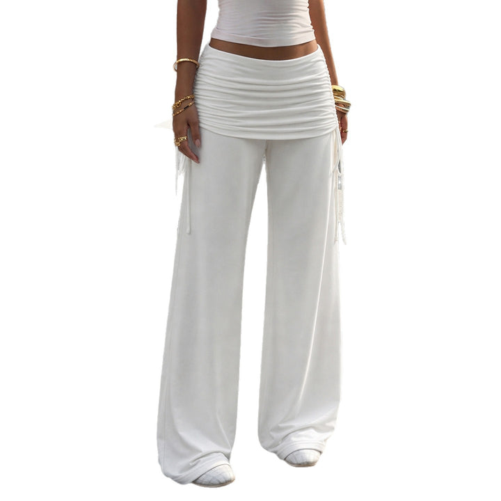 Damen Palazzo-Loungehose mit Raffung-Umschlagbund und Komfortstretch Drune