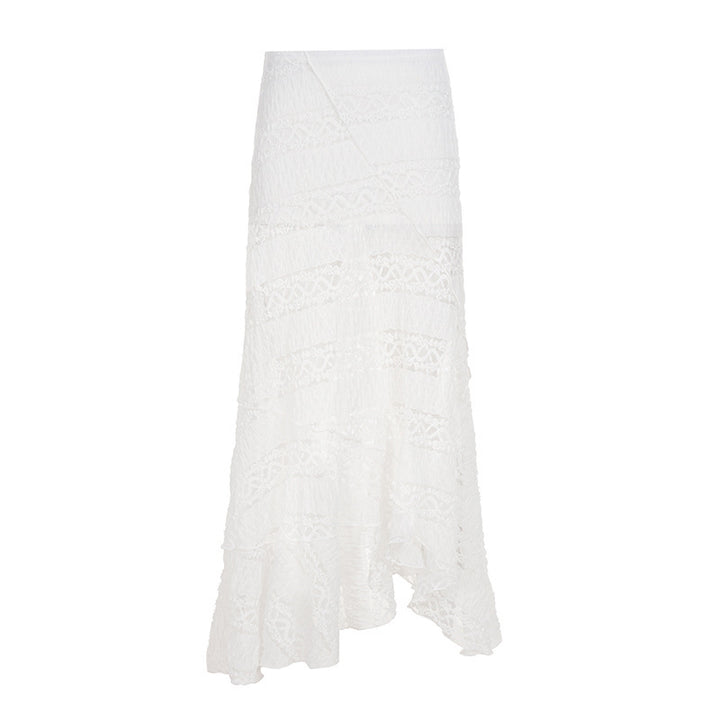 Damen Asymmetrischer Spitzenrock mit elegantem Design und fließendem Schnitt Drune