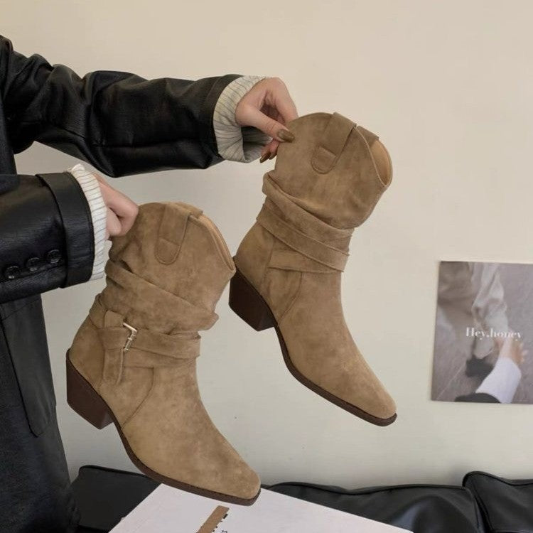 Damen Elegante und bequeme Western-Stiefel Drune