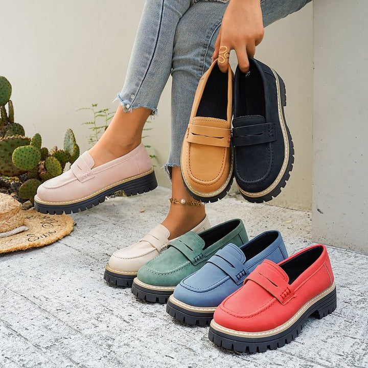 Damen Klassische Loafer mit robuster Profilsohle und gepolstertem Komfortfußbett Drune