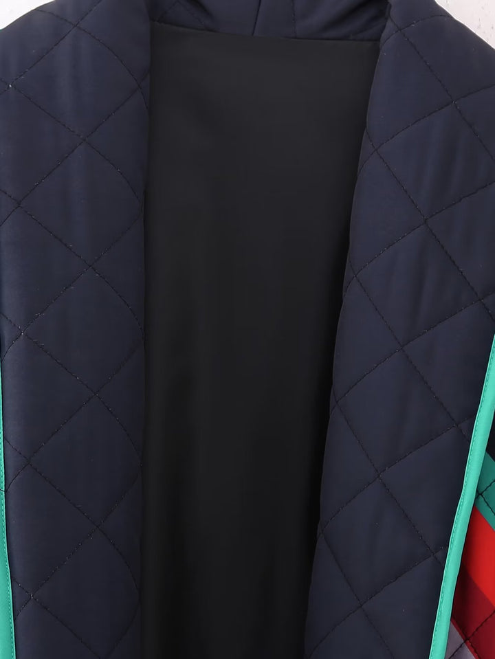 Damen Stepp-Kimonojacke mit geometrischem Colorblock-Print und offener Front Drune