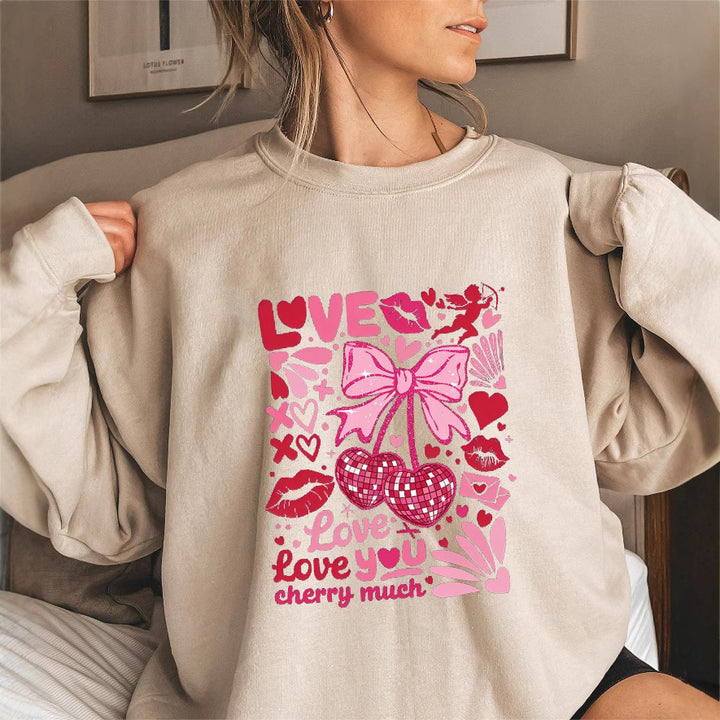 Damen Sweatshirt mit voluminösen Ärmeln und verspieltem Kirschmotiv Drune