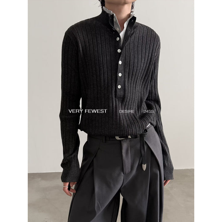 Herren Elegantes Strickoberteil mit verdeckter Knopfleiste Drune