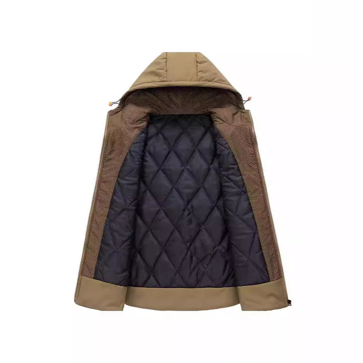 Herren Gefütterte Kapuzen-Utility‑Weste mit Multifunktions‑Taschen und winddichter Außenlage Drune