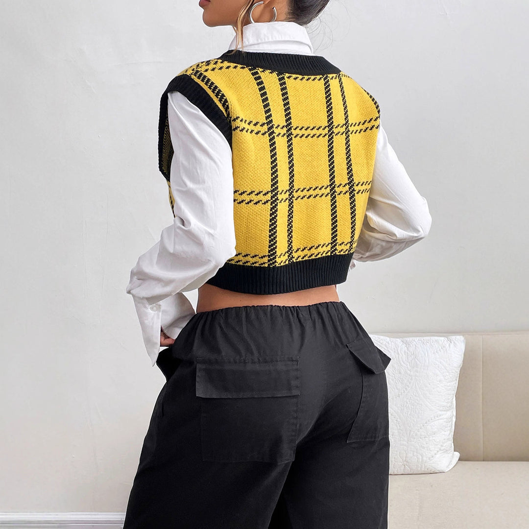 Damen Karo Strickoberteil Drune
