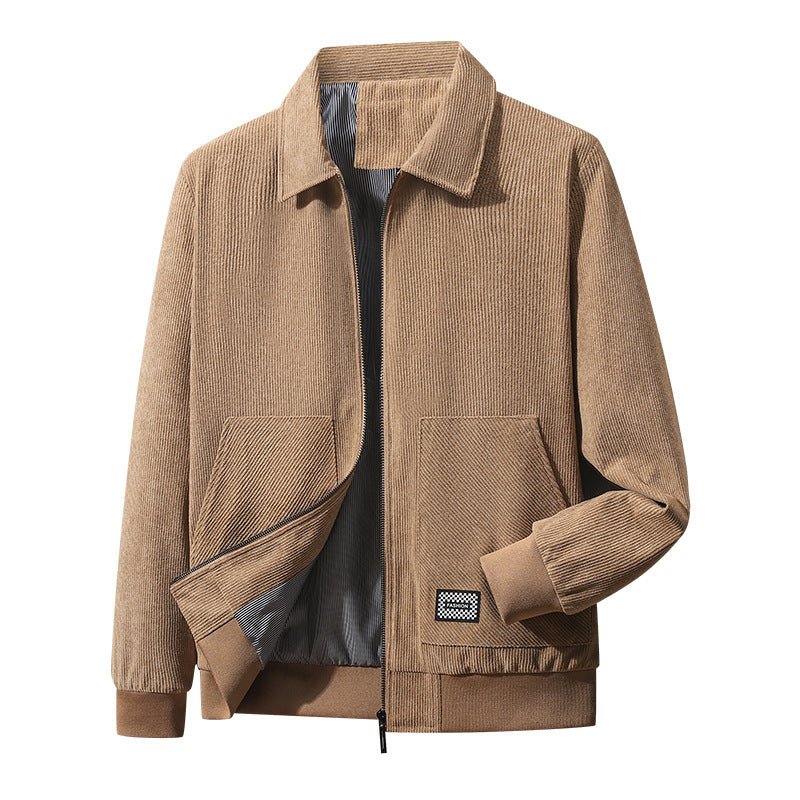 Herren strukturierter Freizeitblouson mit feinem Cordgewebe, gestreiftem Innenfutter und elastischem Saum Drune